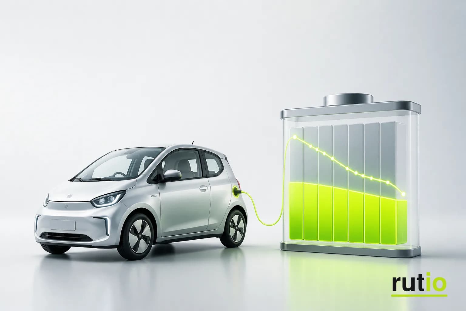 Nivel de batería de un vehículo eléctrico monitoreado en tiempo real por Rutio