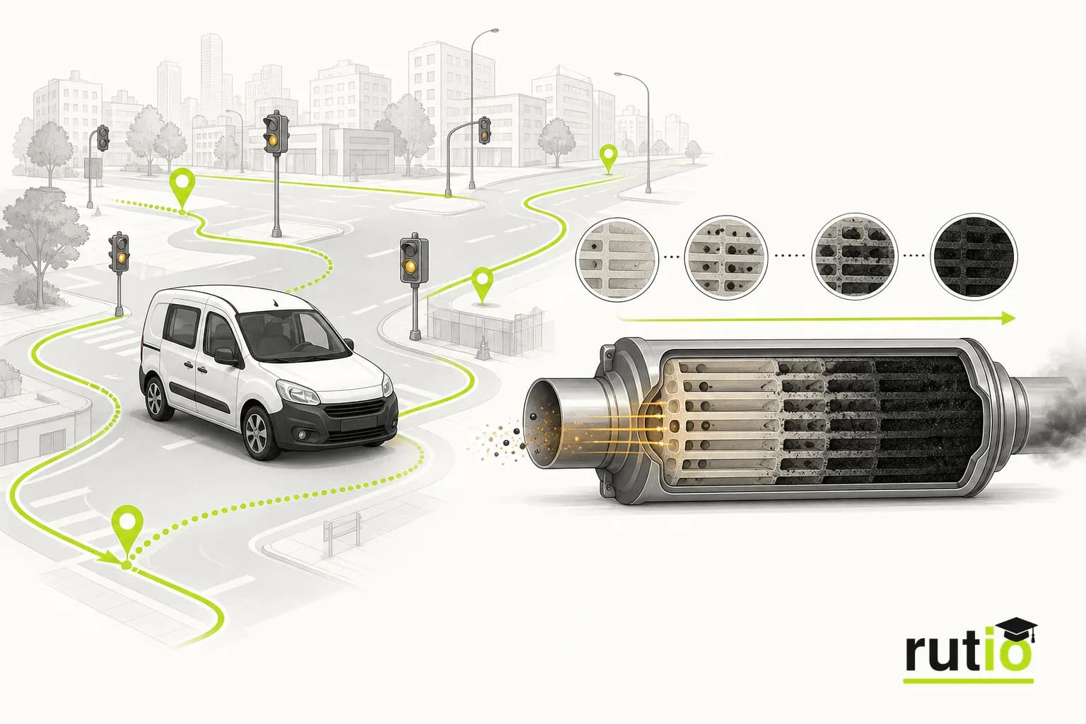Trayectos urbanos cortos impidiendo que el filtro DPF complete su regeneración