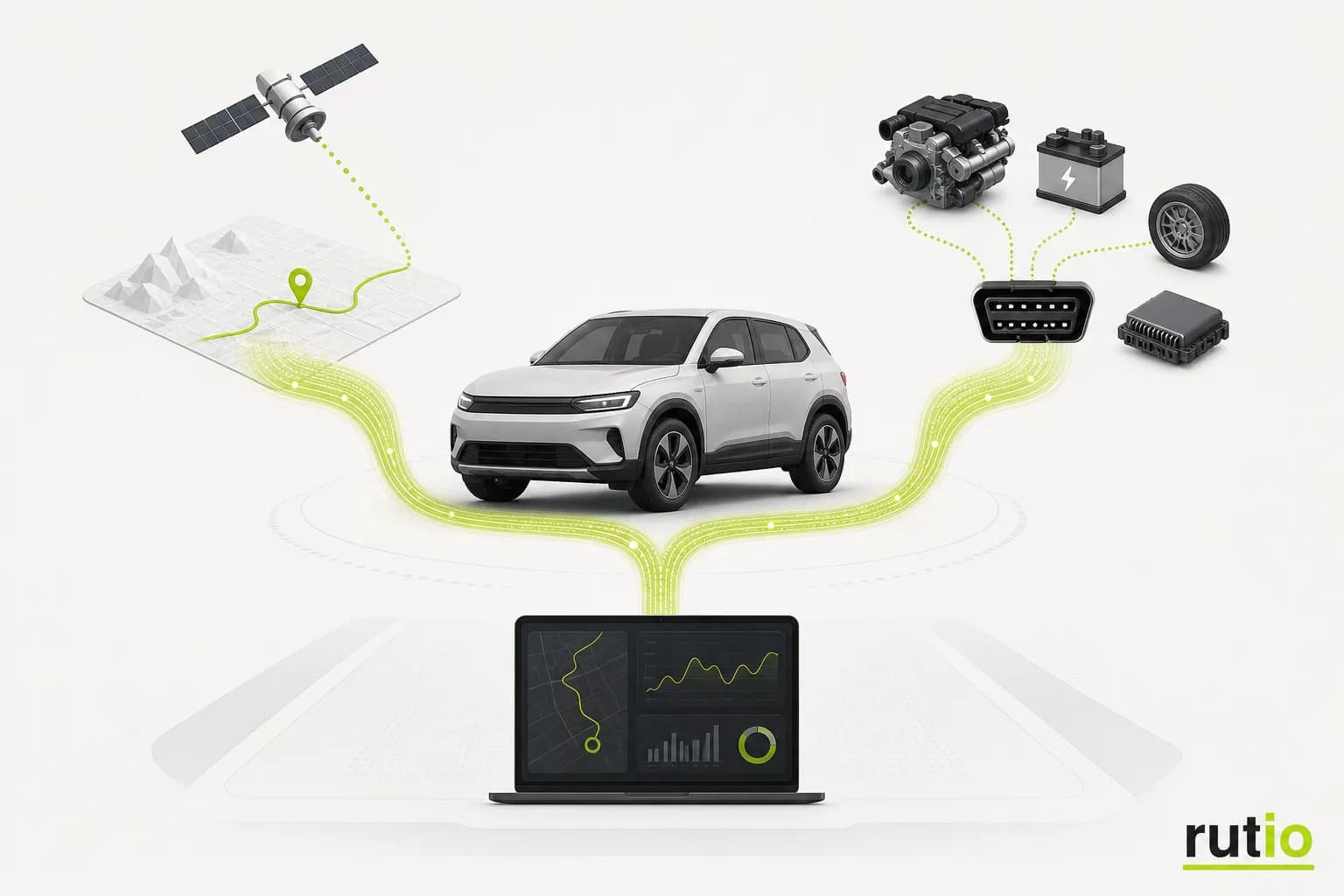 Posición satelital y datos OBD2 combinados en un flujo de telemetría vehicular
