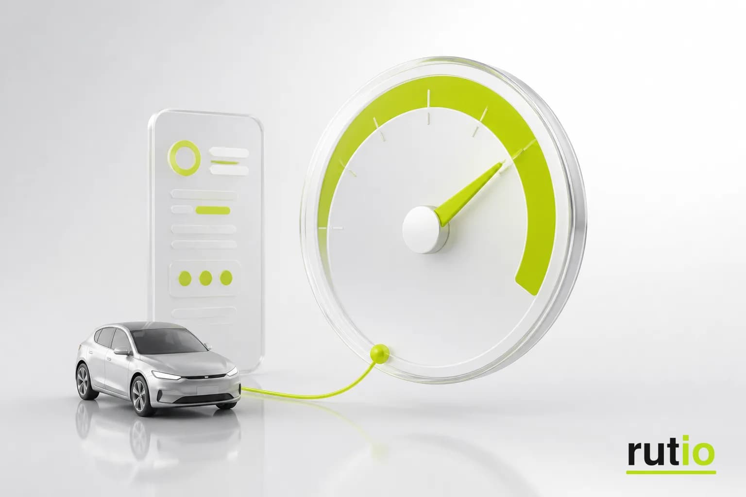 Velocímetro tipo score de conducción actualizándose automáticamente en la app de Rutio