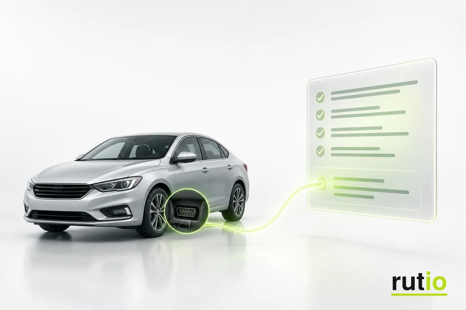 Datos de combustible, odómetro y diagnóstico conectados al dispositivo Rutio