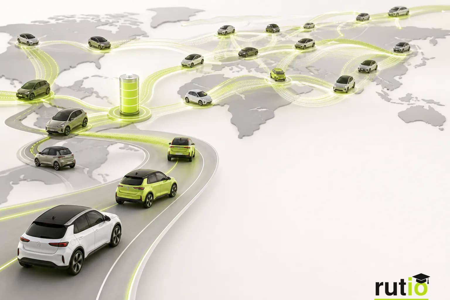 Crecimiento global de autos eléctricos representado como adopción medible de flota