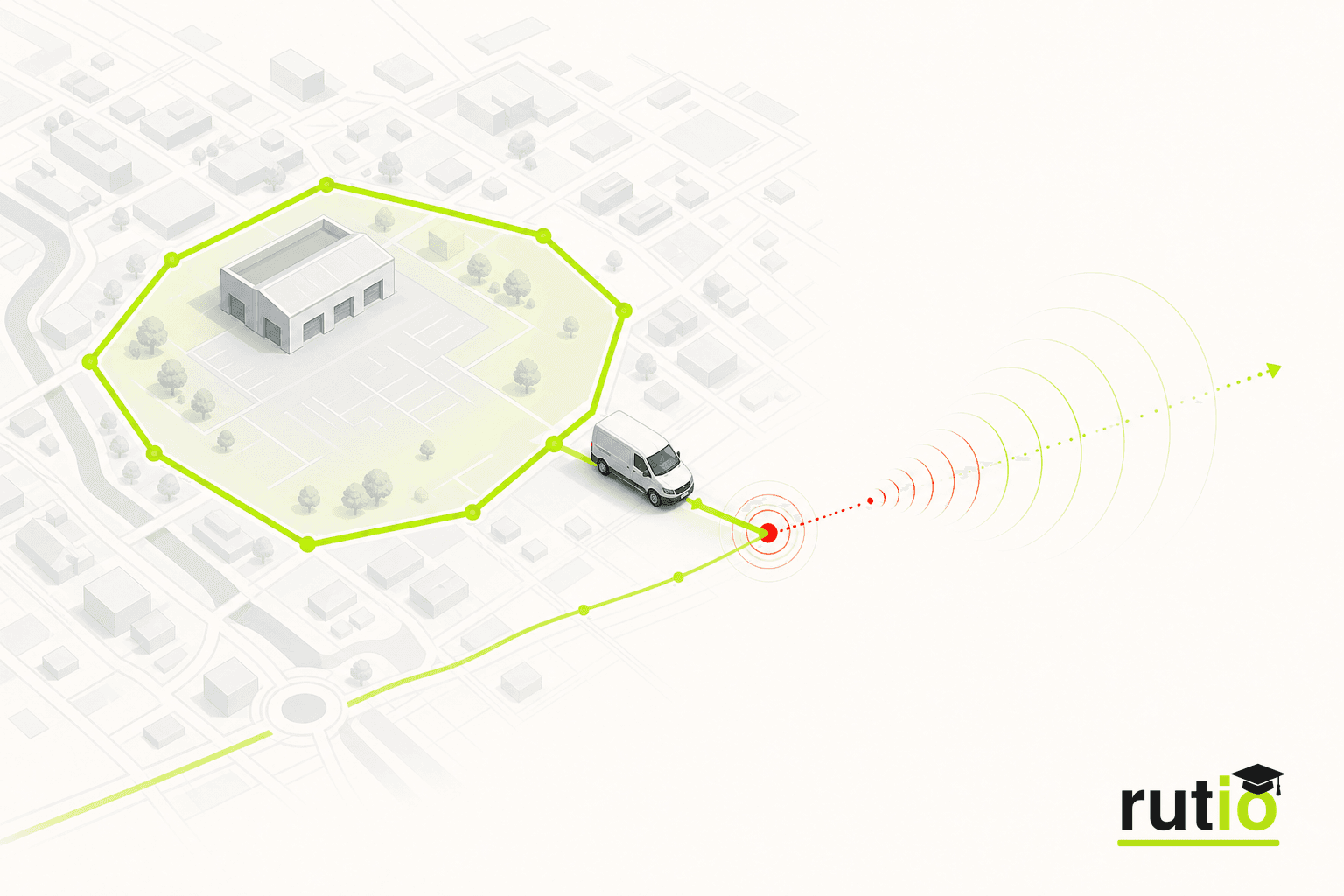 Vehículo liviano cruzando una geocerca y generando una alerta automática