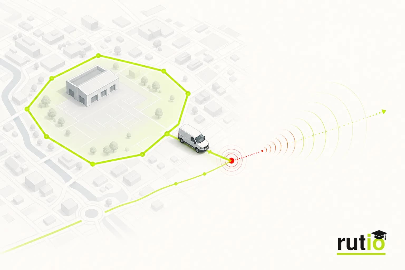 Vehículo liviano cruzando una geocerca y generando una alerta automática