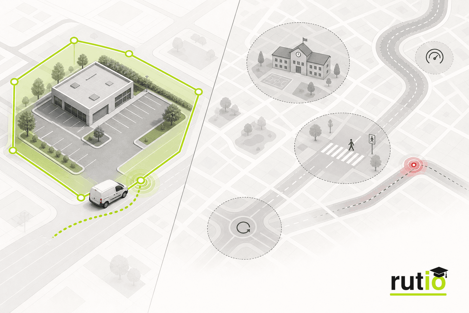 Geocercas definidas por la flota comparadas con reglas contextuales del mapa