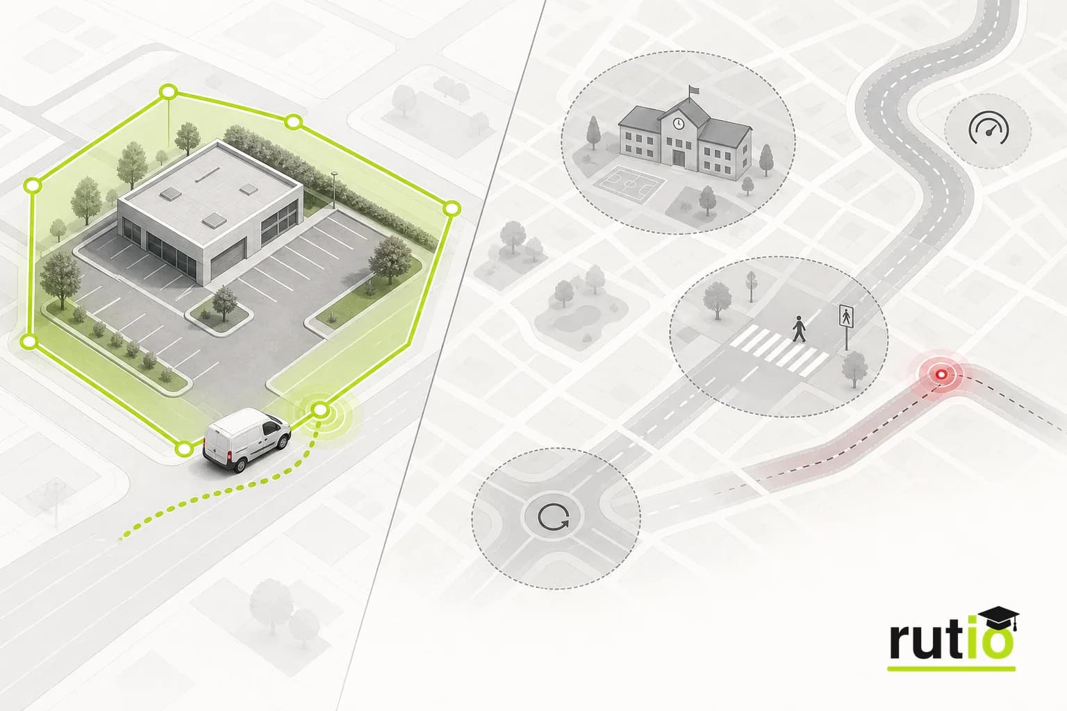 Geocercas definidas por la flota comparadas con reglas contextuales del mapa