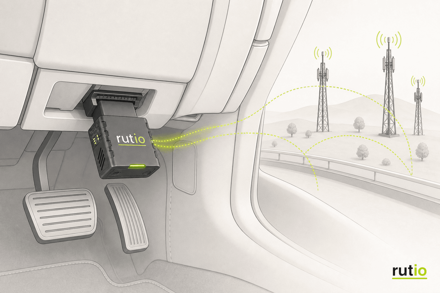 Dispositivo GPS OBD2 de Rutio con SIM multioperador incluida de fábrica