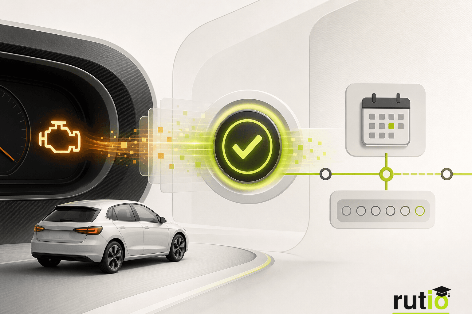 Luz de tablero y mantenimiento del auto traducidos a una señal comprensible