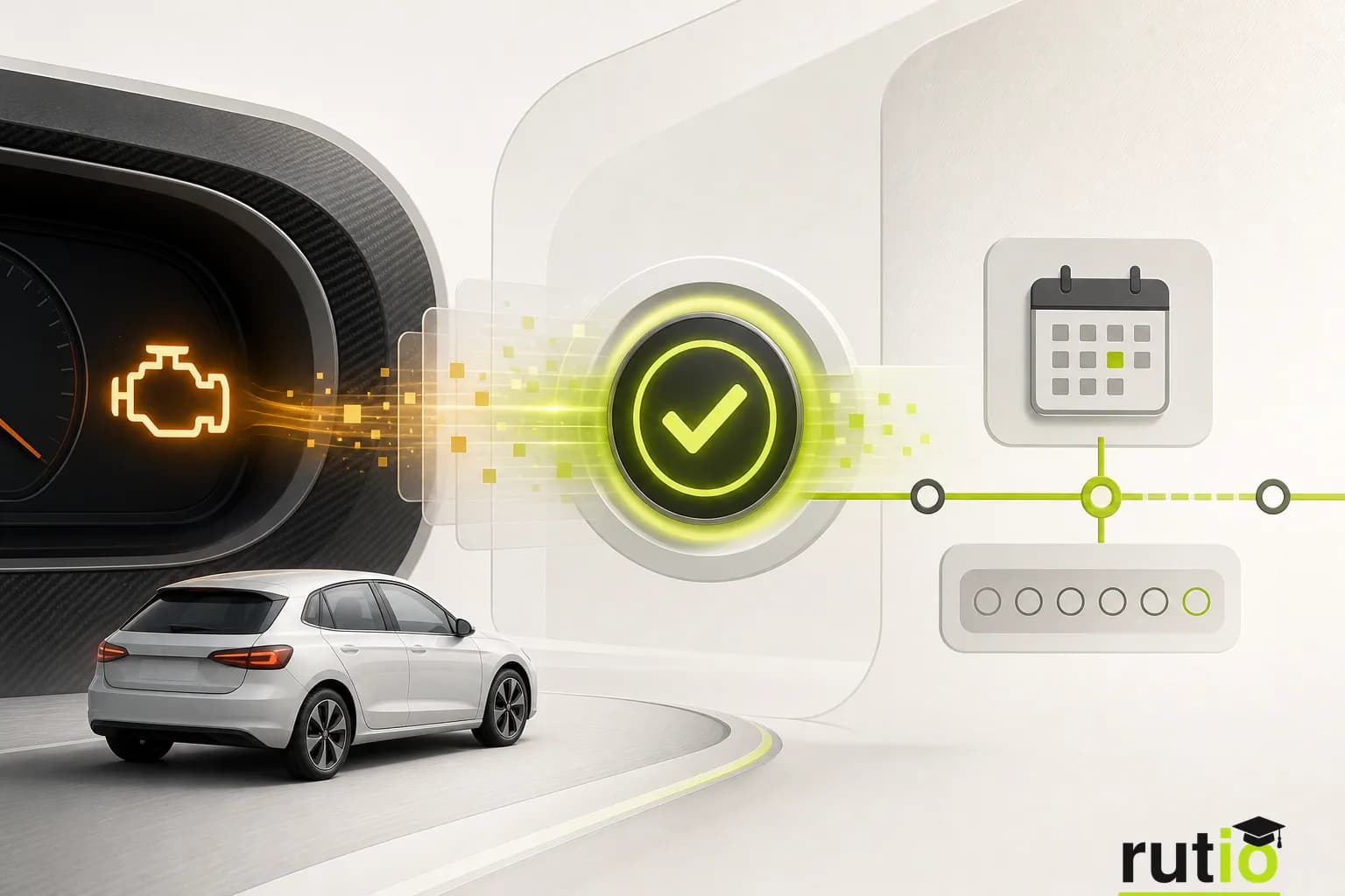 Luz de tablero y mantenimiento del auto traducidos a una señal comprensible