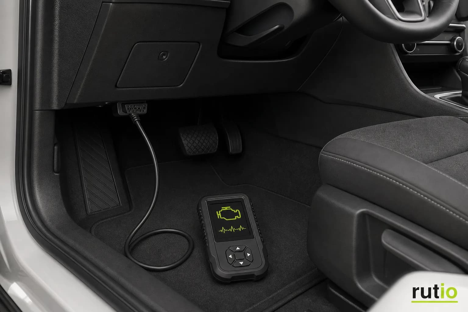 Escáner OBD2 de taller realizando un diagnóstico local del vehículo