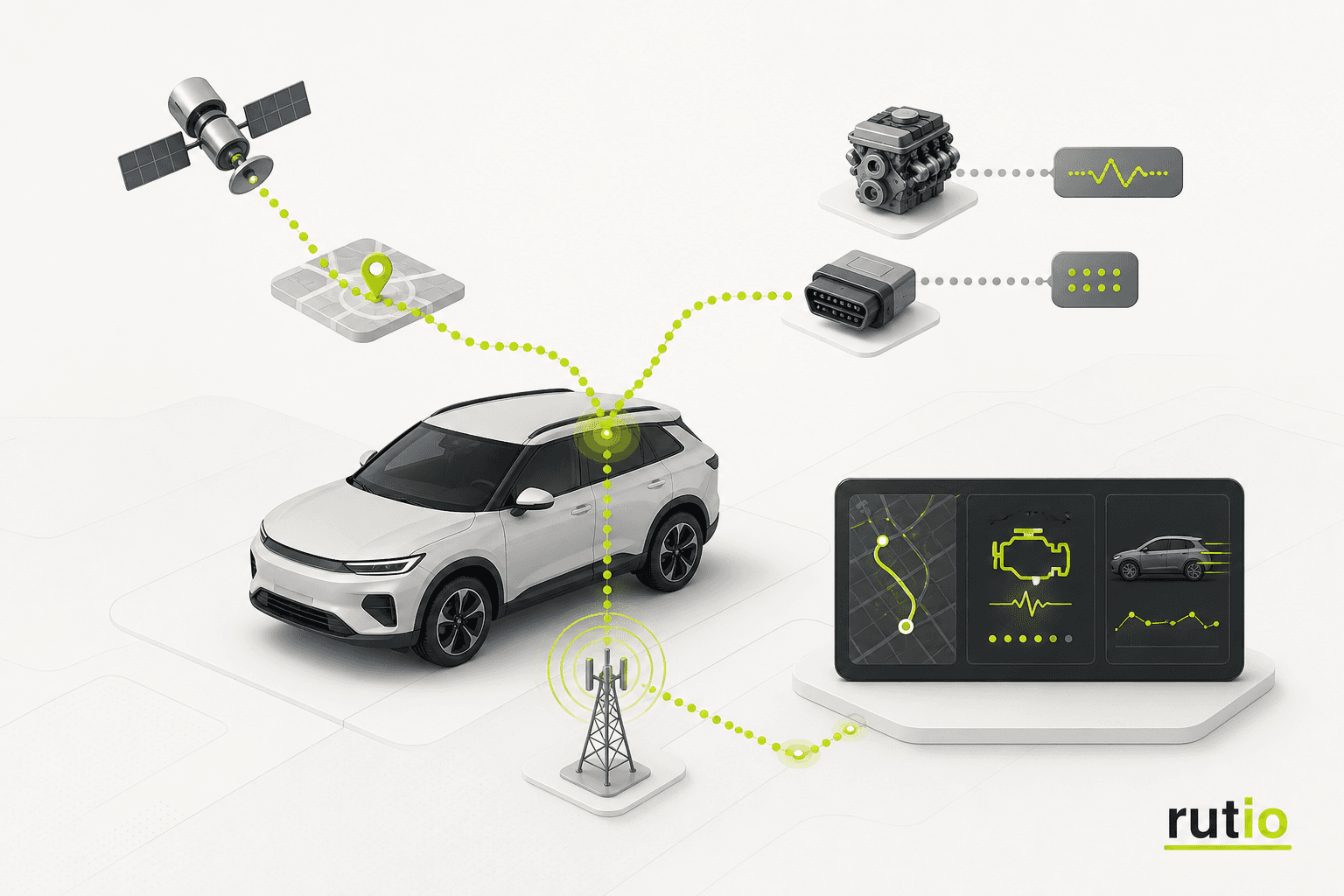 Telemetría combinando ubicación GPS, sensores OBD2 y transmisión remota