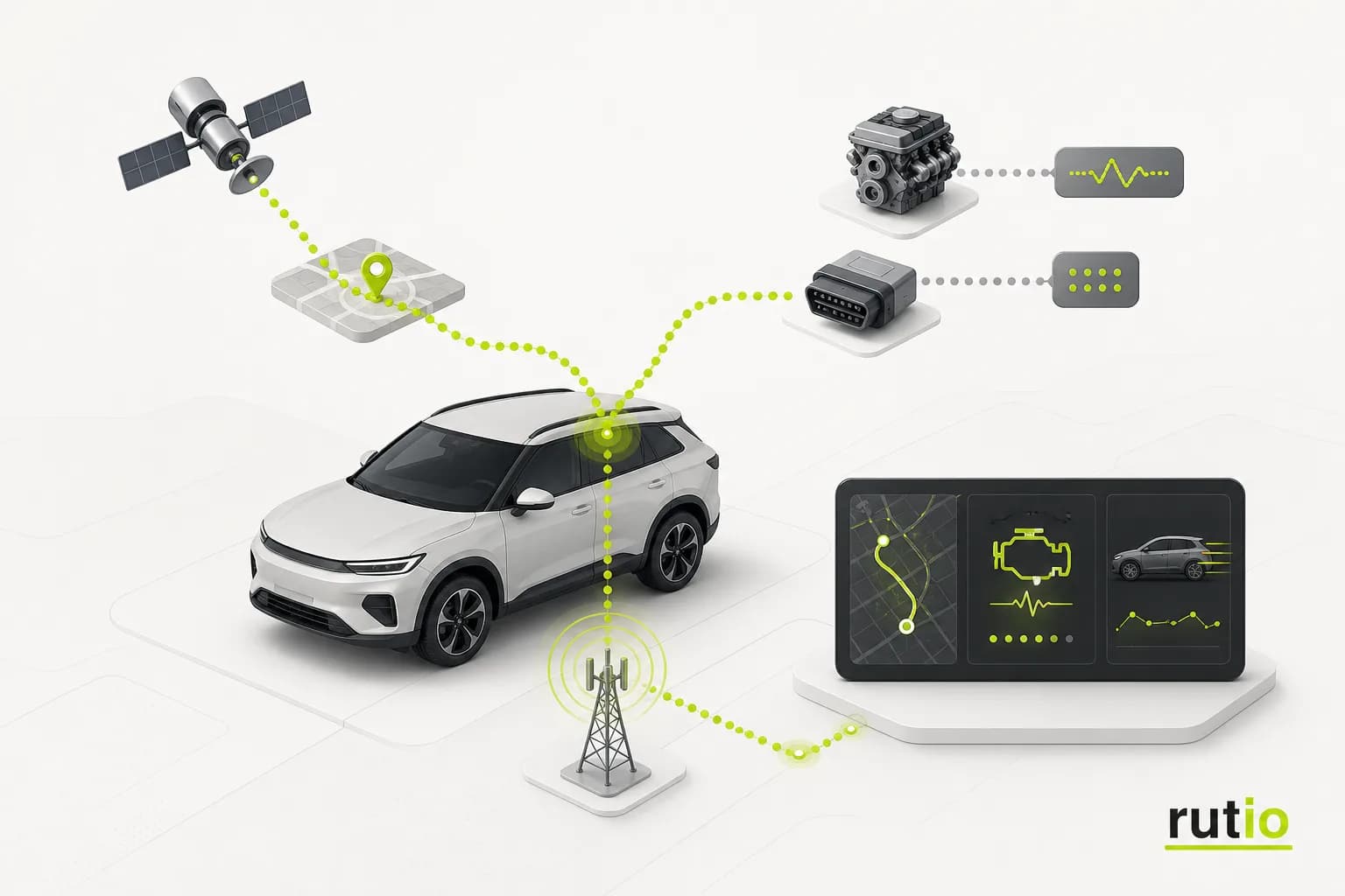 Telemetría combinando ubicación GPS, sensores OBD2 y transmisión remota