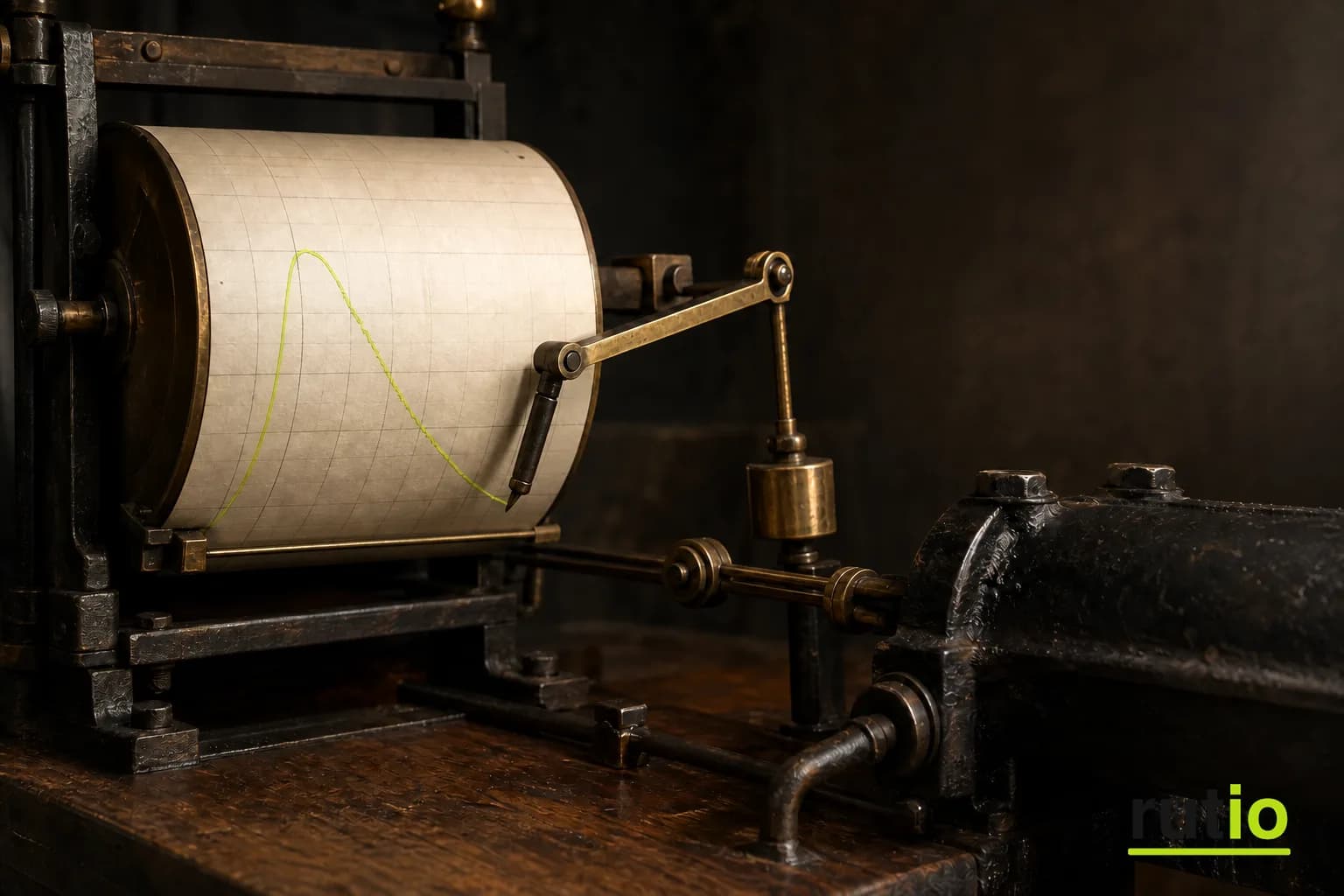 Indicador mecánico trazando la presión de un cilindro sobre papel