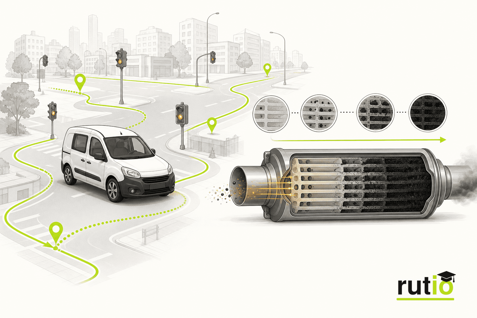 Trayectos urbanos cortos impidiendo que el filtro DPF complete su regeneración
