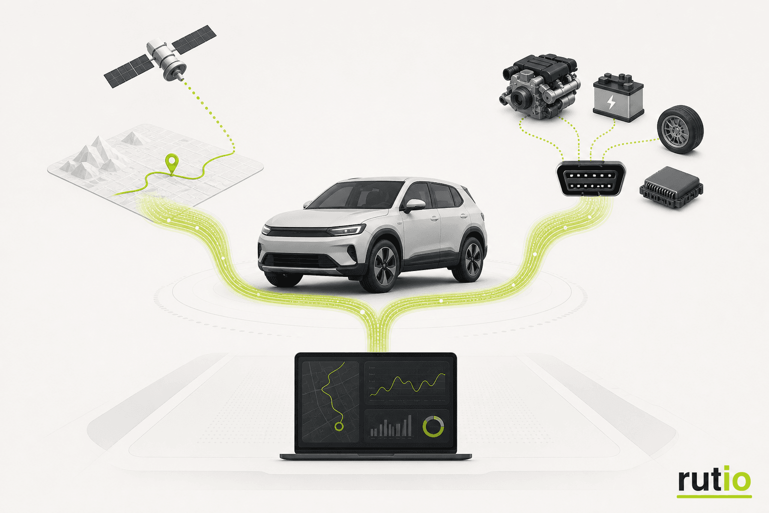 Posición satelital y datos OBD2 combinados en un flujo de telemetría vehicular